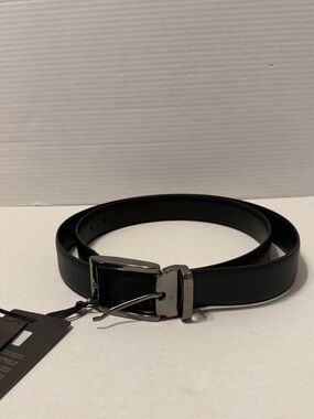 Roberto Cavalli Class Black Leather Belt with Silver Buckle